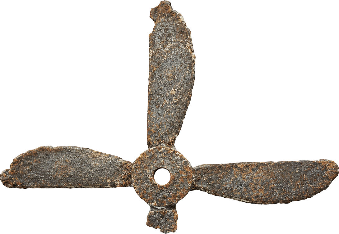 Artist’s impression of the corroded broken propeller of the SS Georgette, based on surviving photographs