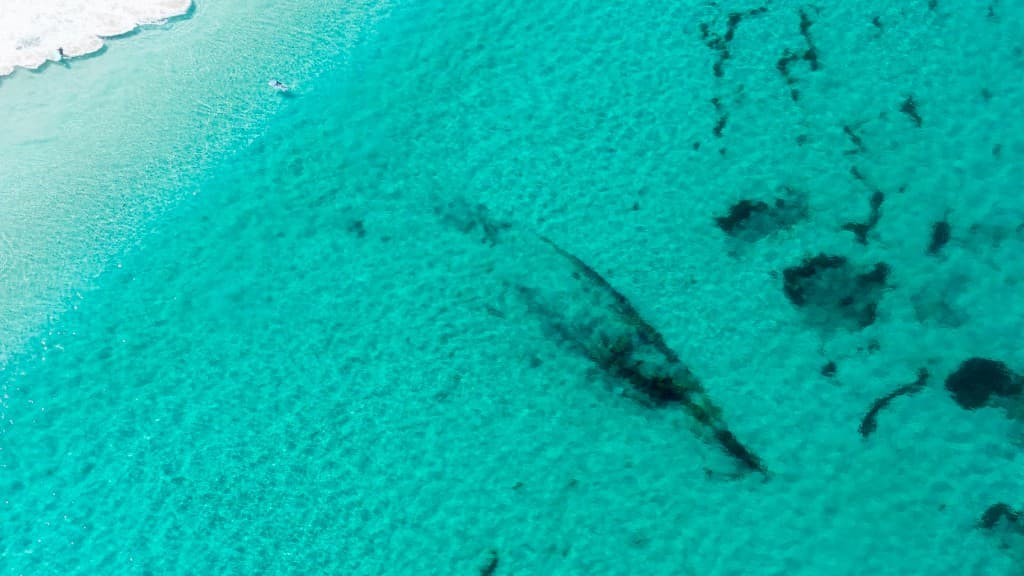 Drone photograph of the wreck of the SS Georgette, Calgardup Bay, February 2024